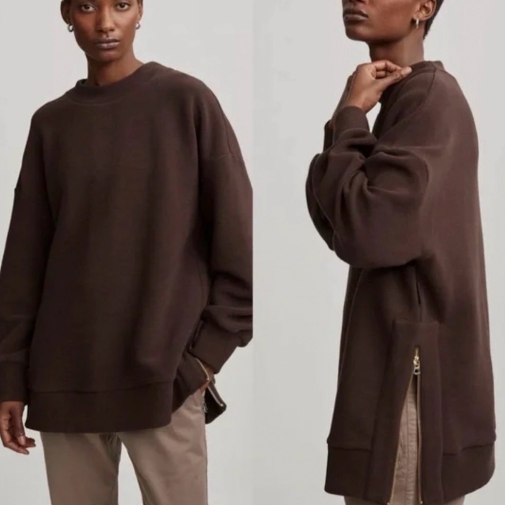 Varley Mae Boyfriend Sweat Pullover Chocolate Brown size Medium Oversized